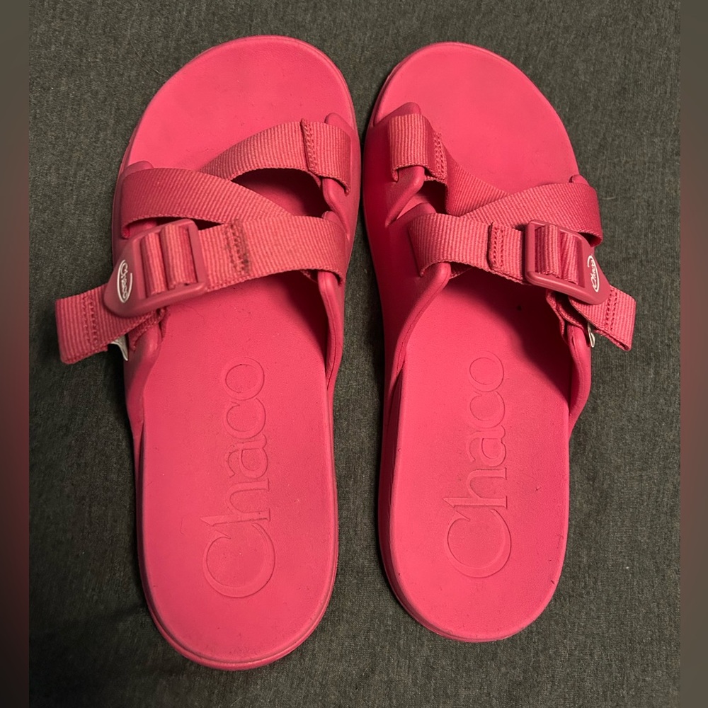 Pink Chaco CushZ Extra Cushioned Slide Sandals (Women's 8)